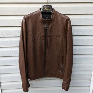 Coach Leather Racer Jacket, Brown, Men's Large